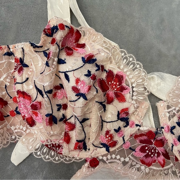 New! For Love And Lemons Festival Rose Satin Slip Dress 10460 - Picture 9 of 13